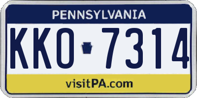 PA license plate KKO7314