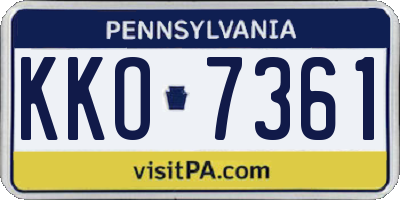 PA license plate KKO7361