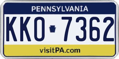 PA license plate KKO7362