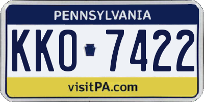 PA license plate KKO7422