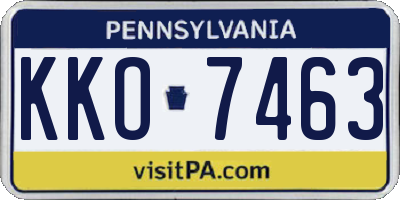 PA license plate KKO7463