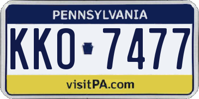 PA license plate KKO7477