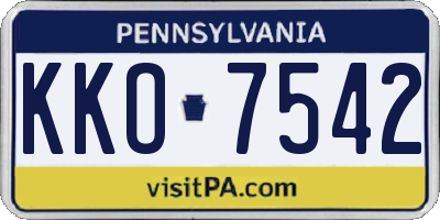 PA license plate KKO7542