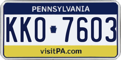 PA license plate KKO7603