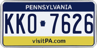 PA license plate KKO7626