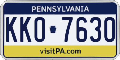 PA license plate KKO7630