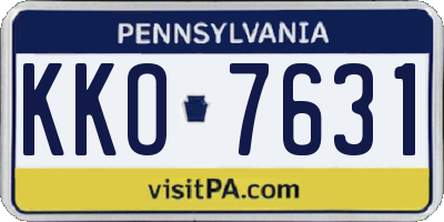 PA license plate KKO7631