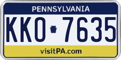PA license plate KKO7635