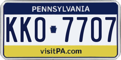 PA license plate KKO7707