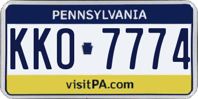PA license plate KKO7774