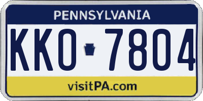 PA license plate KKO7804
