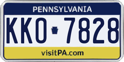 PA license plate KKO7828