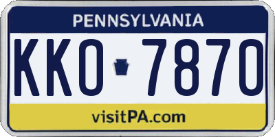 PA license plate KKO7870