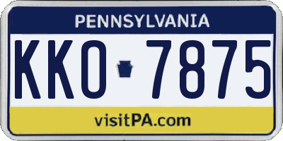 PA license plate KKO7875