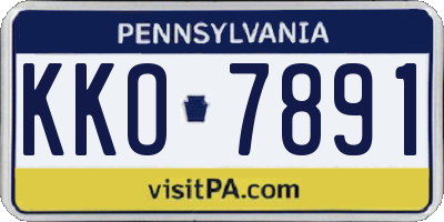 PA license plate KKO7891