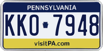 PA license plate KKO7948