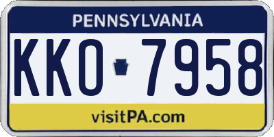 PA license plate KKO7958