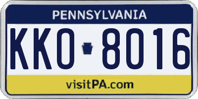 PA license plate KKO8016