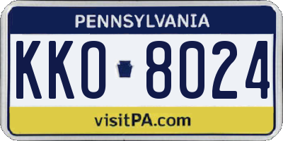 PA license plate KKO8024