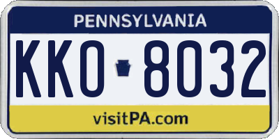 PA license plate KKO8032