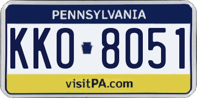 PA license plate KKO8051