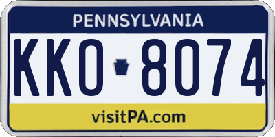 PA license plate KKO8074