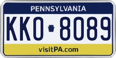 PA license plate KKO8089