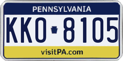 PA license plate KKO8105