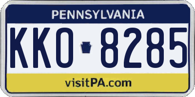 PA license plate KKO8285