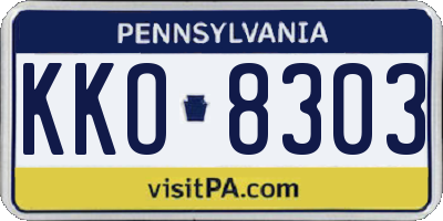PA license plate KKO8303