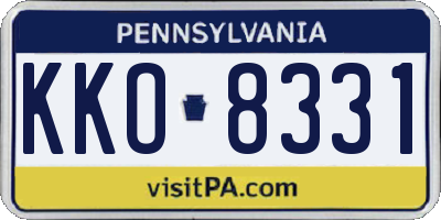 PA license plate KKO8331