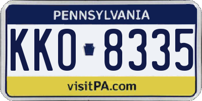 PA license plate KKO8335