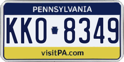 PA license plate KKO8349