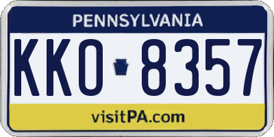 PA license plate KKO8357