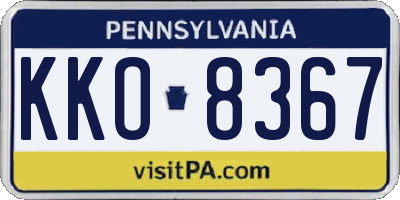PA license plate KKO8367