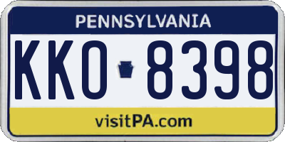 PA license plate KKO8398