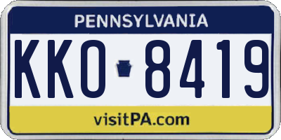 PA license plate KKO8419