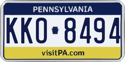 PA license plate KKO8494