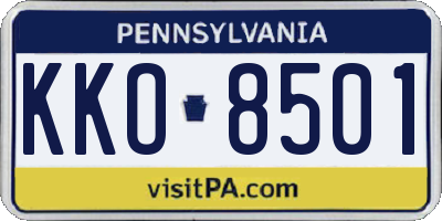 PA license plate KKO8501