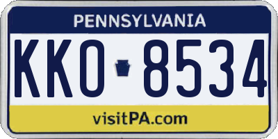 PA license plate KKO8534