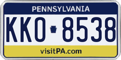 PA license plate KKO8538