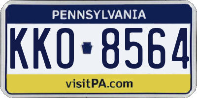PA license plate KKO8564