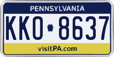 PA license plate KKO8637