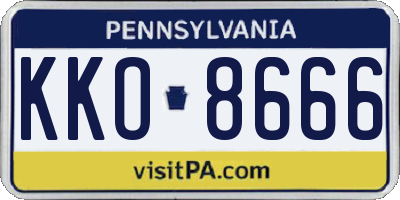 PA license plate KKO8666