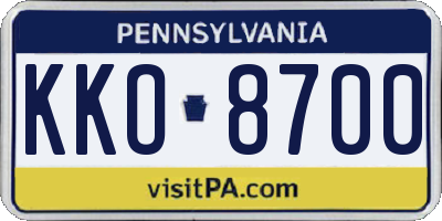 PA license plate KKO8700