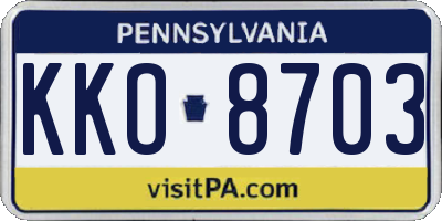 PA license plate KKO8703