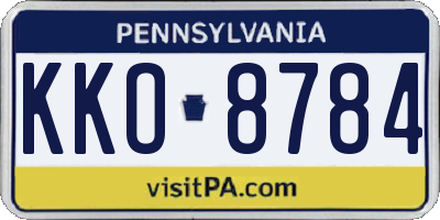 PA license plate KKO8784