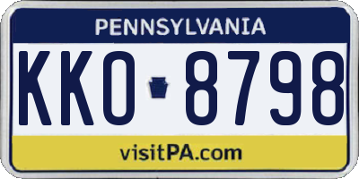PA license plate KKO8798