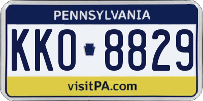 PA license plate KKO8829