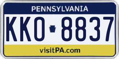 PA license plate KKO8837